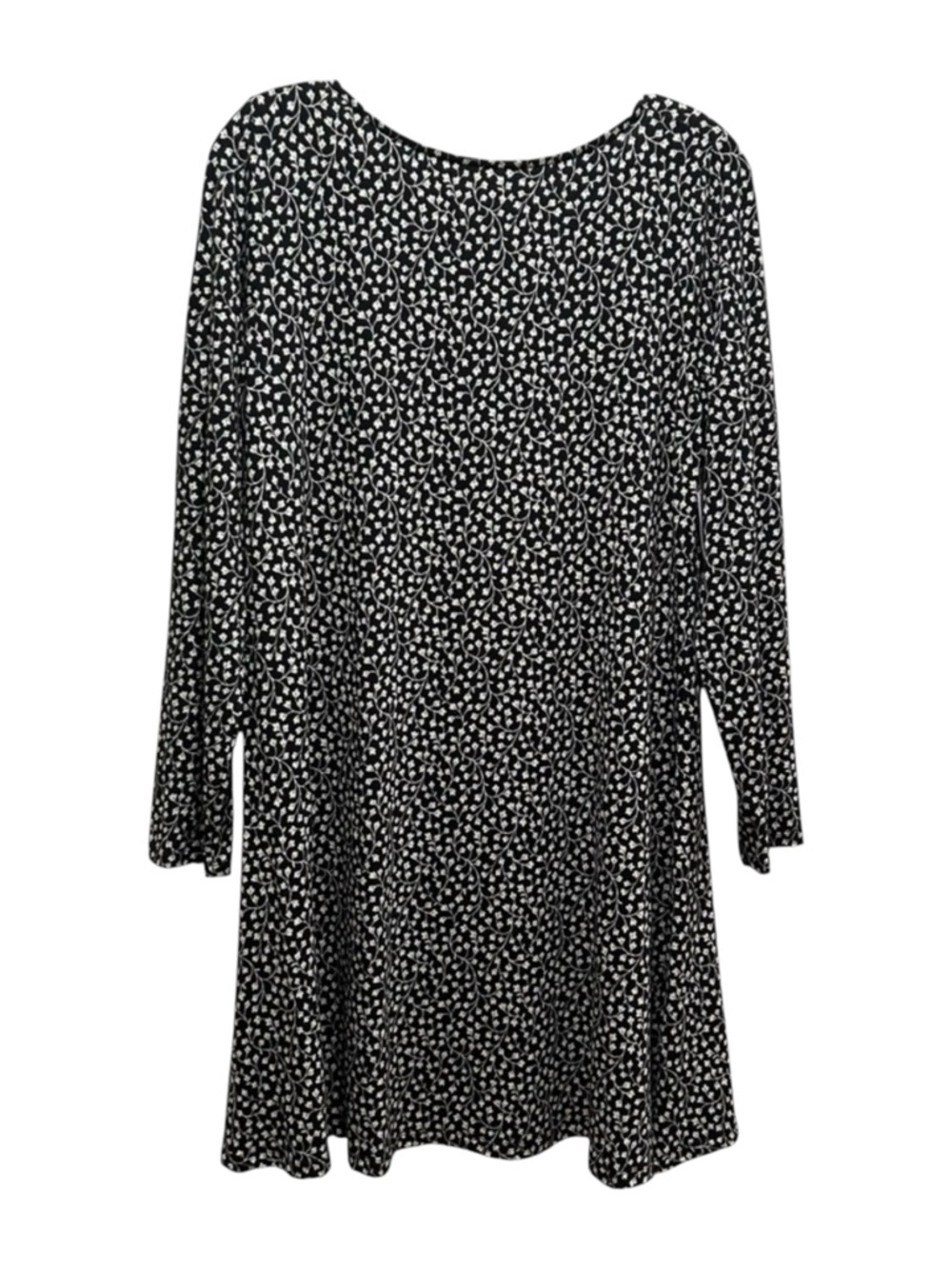 NWT Old Navy Long Sleeve Black White Floral Tunic / Mini Swing Dress - Medium